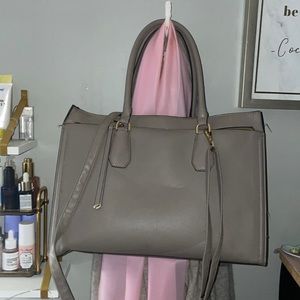 Grey purse with gold hardware- very large